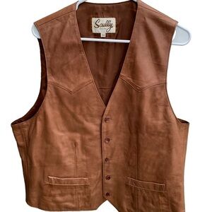 Vintage Scully Brown Leather Vest Western Front Pockets Size 44